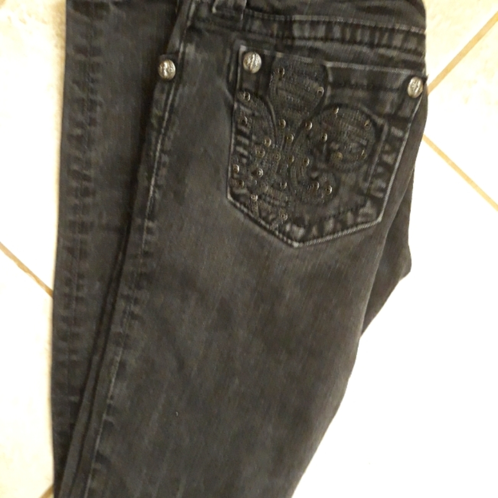 Miss Me sz 25 distressed wash black skinny jeans